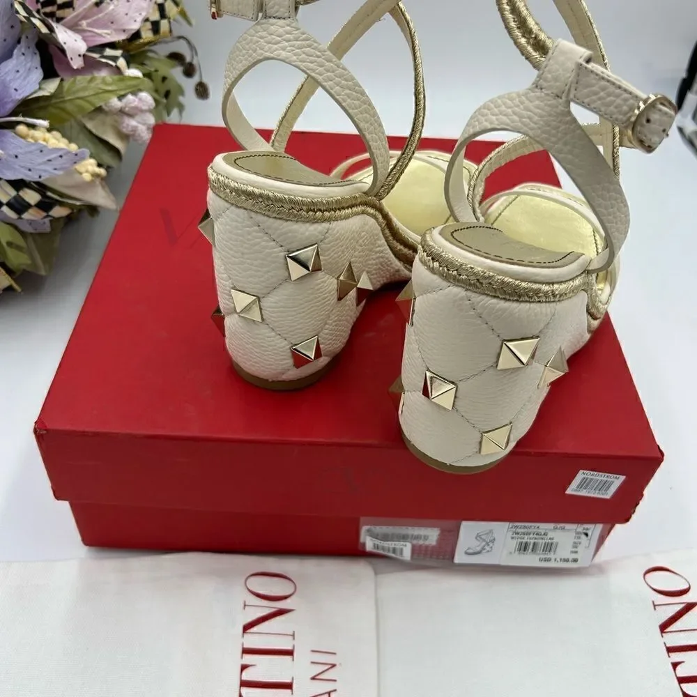 Women’s Valentino,Garavani , Roman stud, espadrille wedge size 39.5 made Italy